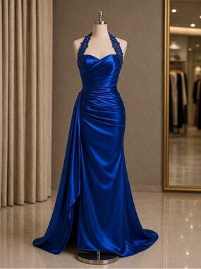 NEW WITHOUT TAG Elegant Royal Blue Evening Gown Formal Dress